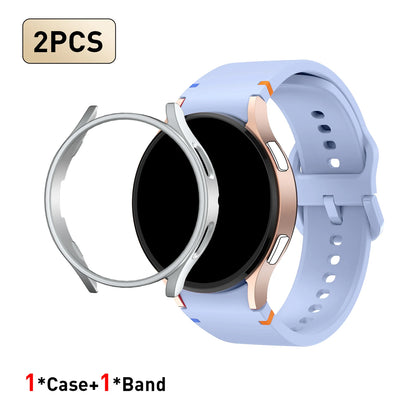 Set di 2 pezzi (cinturino e custodia) per Samsung Watch FE/7/6/5/4/5 Pro, stile punto piatto, compatibile con quadranti da 40/44/45mm, protezione anticaduta, confezione regalo