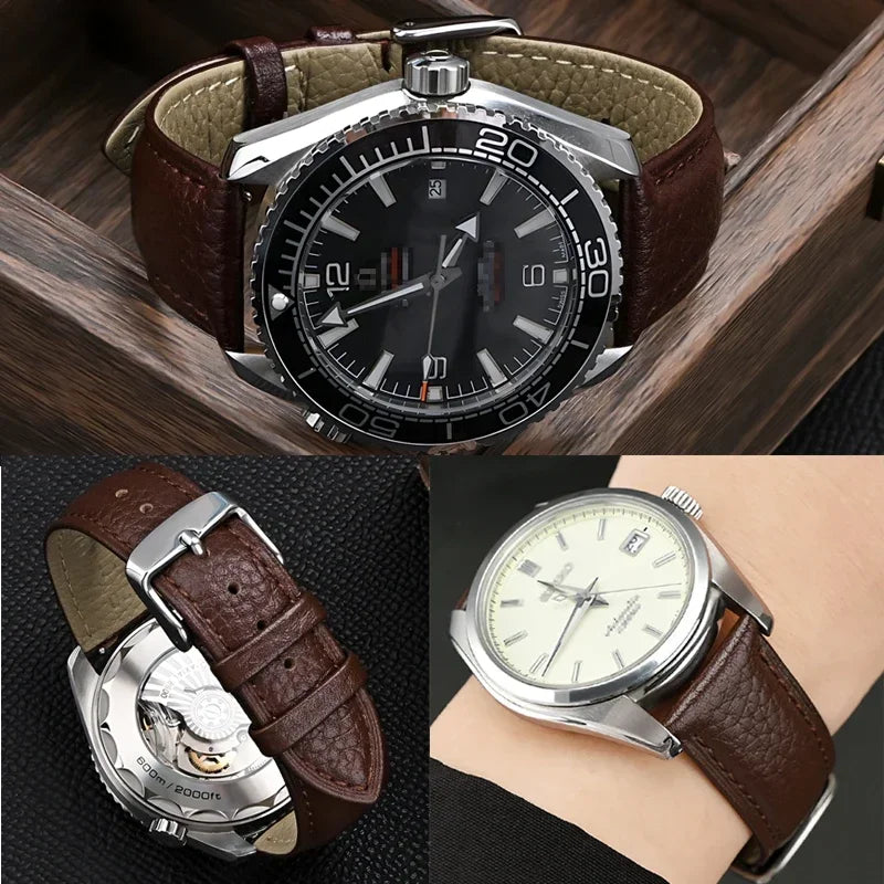 Bracelet universel en cuir véritable à dégagement rapide, 12 13 14 15 16 17 18 19 20 21 22 23 24mm, pour femmes et hommes d'affaires