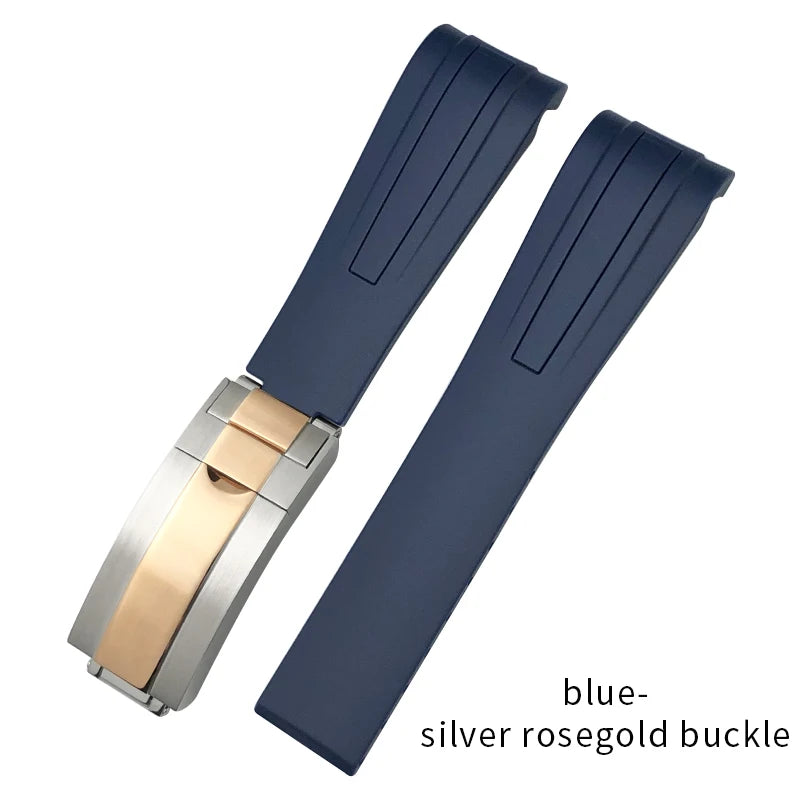 Uhrenarmband aus Kautschuk und Silikon, gebogenes Ende, 18mm 19mm 20mm 21mm 22mm, für Submariner DayRequiRolex Gstuff IWC Pilot, Uhrenarmband-Zubehör