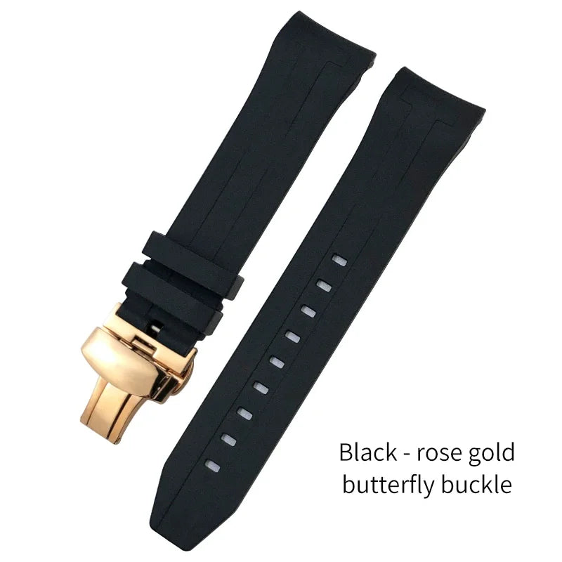 Curved End Rubber Watch Strap, 21mm 22mm, for Tissot T120 Seastar T120407A T120417A, Black Orange Silicone Watch Band