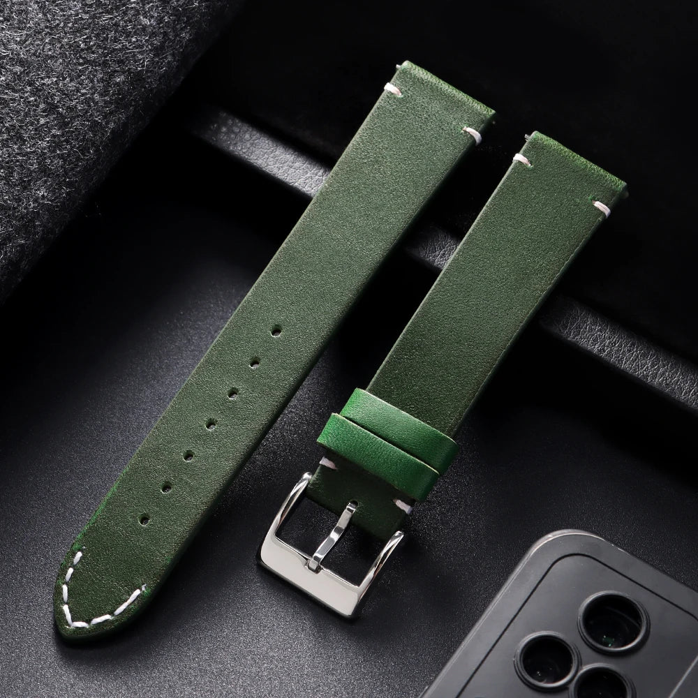 Bracelet de montre en cuir de veau véritable, à dégagement rapide, 12/14/16/18/20/22/24mm, accessoires universels pour hommes et femmes
