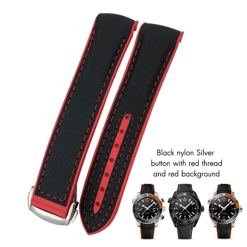 Cinturino per orologio in gomma silicone e nylon, 19mm 20mm 21mm 22mm, adatto per Longines HUAWEI GT2 Samsung MIDO Seiko SKX, cinturino per orologio sportivo