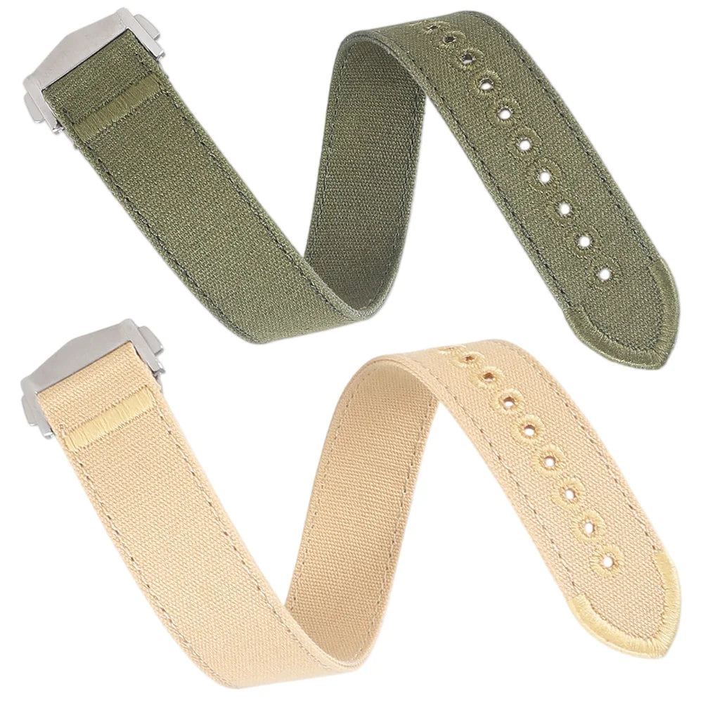 Bracelet de montre en nylon premium avec fermoir déployant 20mm 22mm, bracelet de montre en toile brodée avec trou, boucle pliante pour Omega