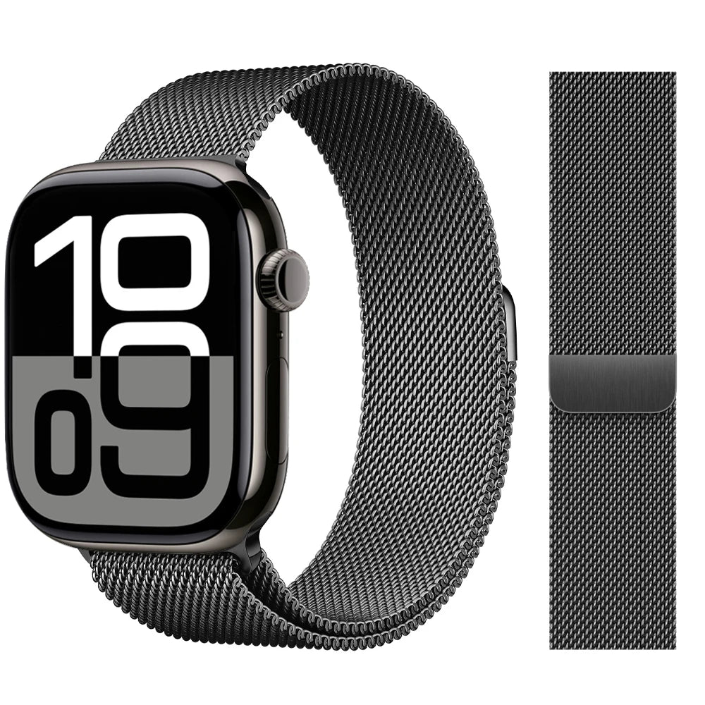 Apple Watch 米兰尼斯表带，46mm 44mm 45mm 40mm 42mm 41mm，适配 iWatch 系列 11 10 9 8 SE 7 6 Ultra 3 2