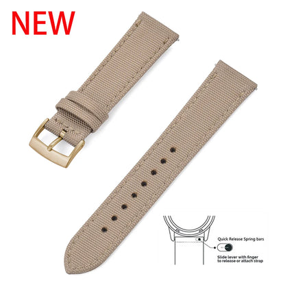 Leather and Nylon Watch Strap for Men and Women, 18mm 20mm 22mm, Quick Release, Universal, Suitable for Traditional Smartwatches