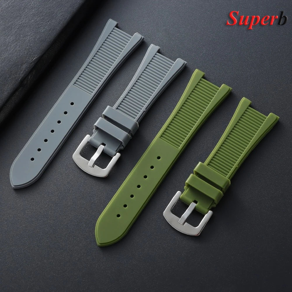 25x13mm Waterproof Silicone Strap for Patek Philippe Nautilus Series 5711 5726 5712, Rubber Watch Band, Concave Interface