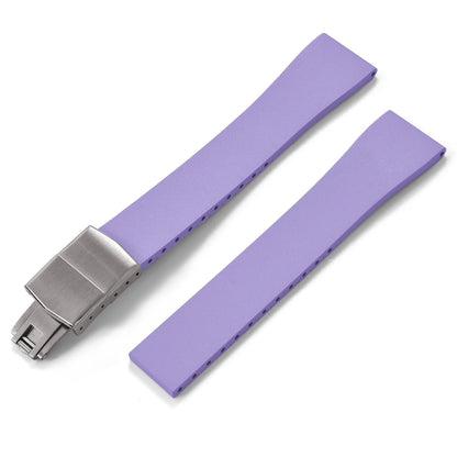 New CTS Fluororubber FKM Watch Straps 16mm 18mm 19mm 20mm 21mm 22mm Cut-to-Size Quick Release Butterfly Silver Buckle Watch Straps