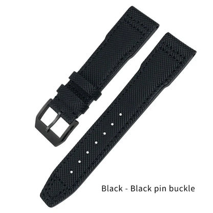 Bracelet de montre en Nylon et cuir de vache, 20mm 21mm, gaufrage en cuir véritable, vert et bleu, remplacement pour accessoires de la série pilote IWC