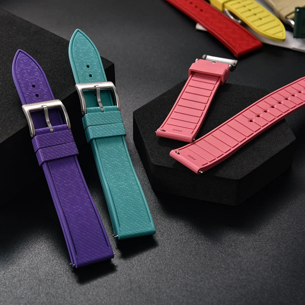 FKM Mosaic Rubber Watch Strap, 20mm 22mm, Quick Release, for Sport Diver, for Rolex Seiko Omega Cartier, Universal Belt