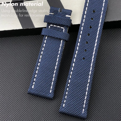 Bracelet de montre en cuir et nylon épais de qualité, 21mm 22mm, pour Breitling Avenger CHRONOMAT NAVITIMER SUPEROCEAN, bracelet de montre à fond jaune