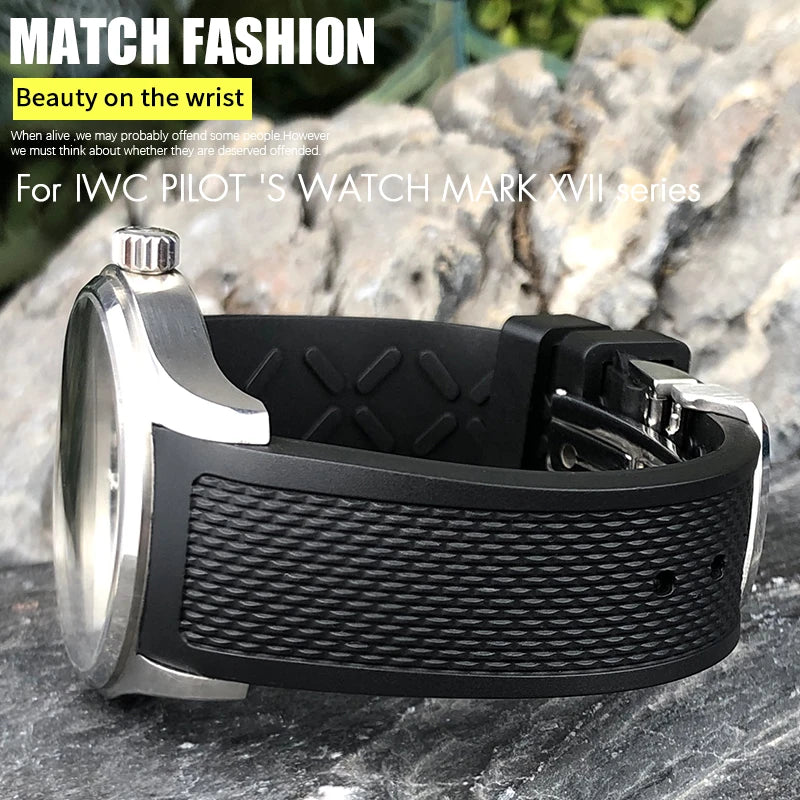 High Quality Rubber Watch Strap 19mm 20mm for IWC Pilot Watches Mark XVIII Black Blue Waterproof Silicone Bracelet Sport Straps