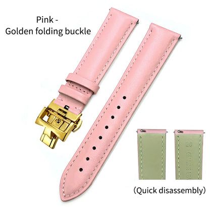 Bracelet de montre en cuir véritable à dégagement rapide 19mm 20mm 21mm 22mm pour Vacheron Constantin Patrimony VC, bracelet noir avec boucle pliable