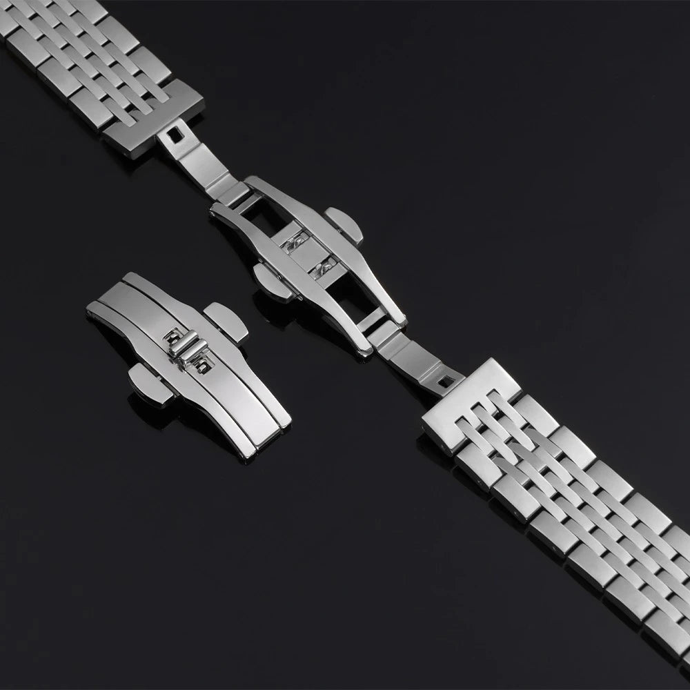 Accessori per orologi: Fibbia automatica a doppio pulsante per cinturino, chiusura deployante in acciaio, pulsante universale in metallo 4mm 5mm 6mm