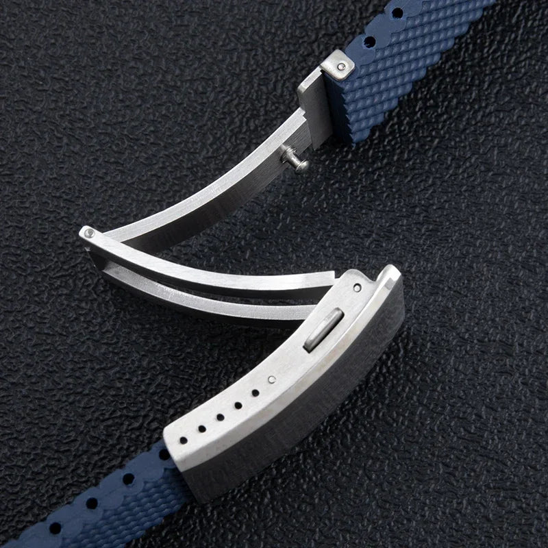 Braided Soft Rubber Watch Strap, 22mm 24mm, for Breitling, Superocean HeritageAvenge Challenger, Strap for Tudor/Huwei