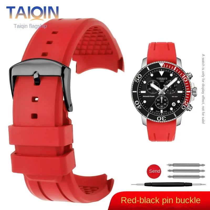 Bracelet de montre en caoutchouc FKM incurvé de haute qualité, 20 22mm, pour seiko rolex tudor Tissot, bracelet de montre pour hommes, fermoir papillon