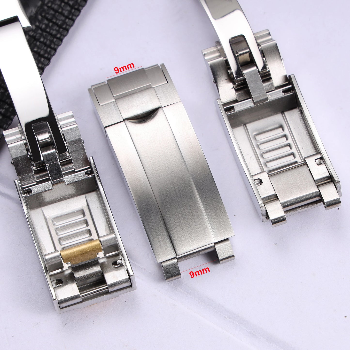 Fermoir de déploiement de verrouillage coulissant en acier inoxydable massif, 9mm x 9mm, haute qualité, pour Rolex Submariner GMT Daytona Date, boucle de montre en métal
