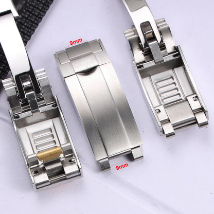 Fermoir de déploiement de verrouillage coulissant en acier inoxydable massif, 9mm x 9mm, haute qualité, pour Rolex Submariner GMT Daytona Date, boucle de montre en métal