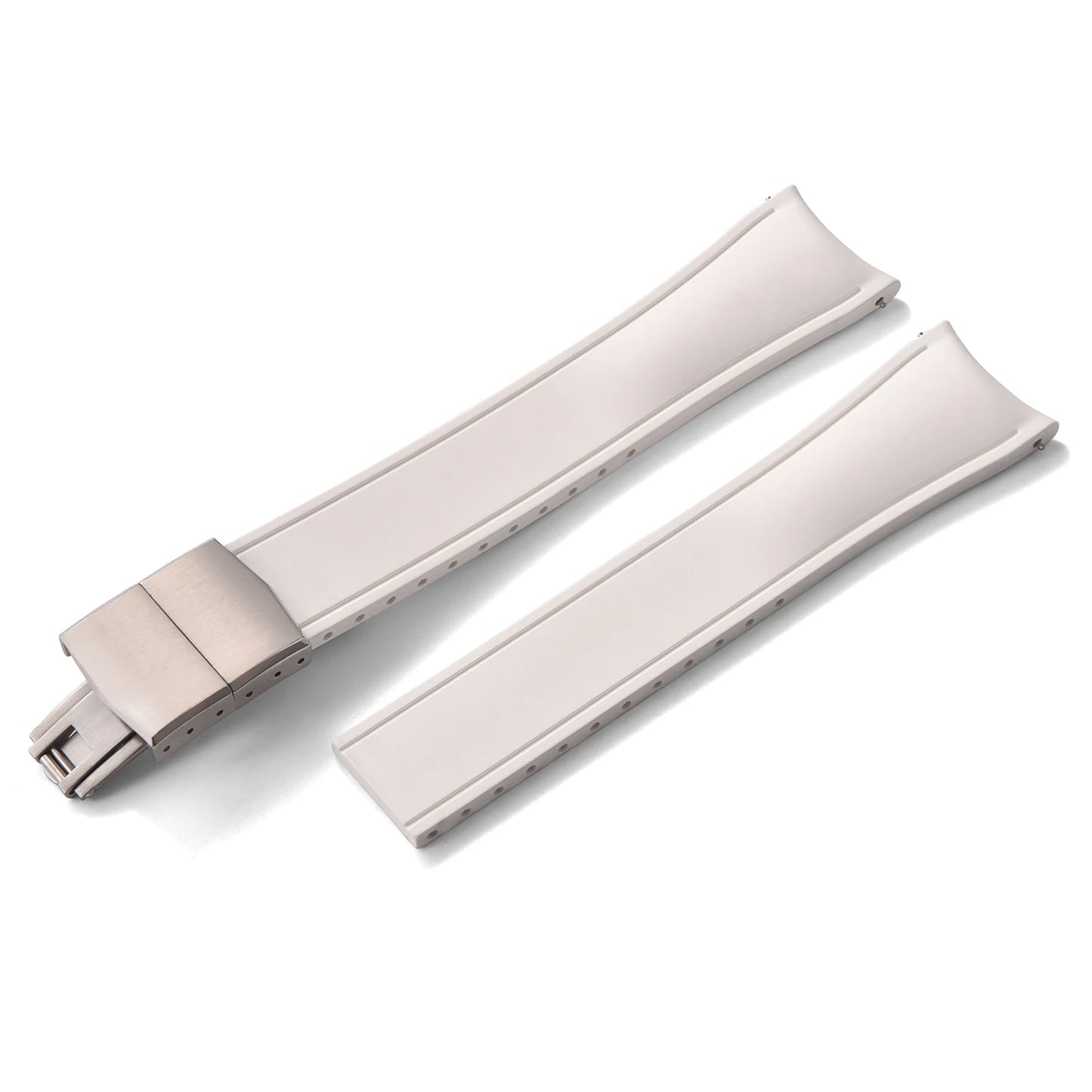 TONJETT for d-elug Curved FKM Rubber Watch Band 20mm 22mm Curved CTS Watch Strap Cut to Size Quick Release Butterfly Buckle