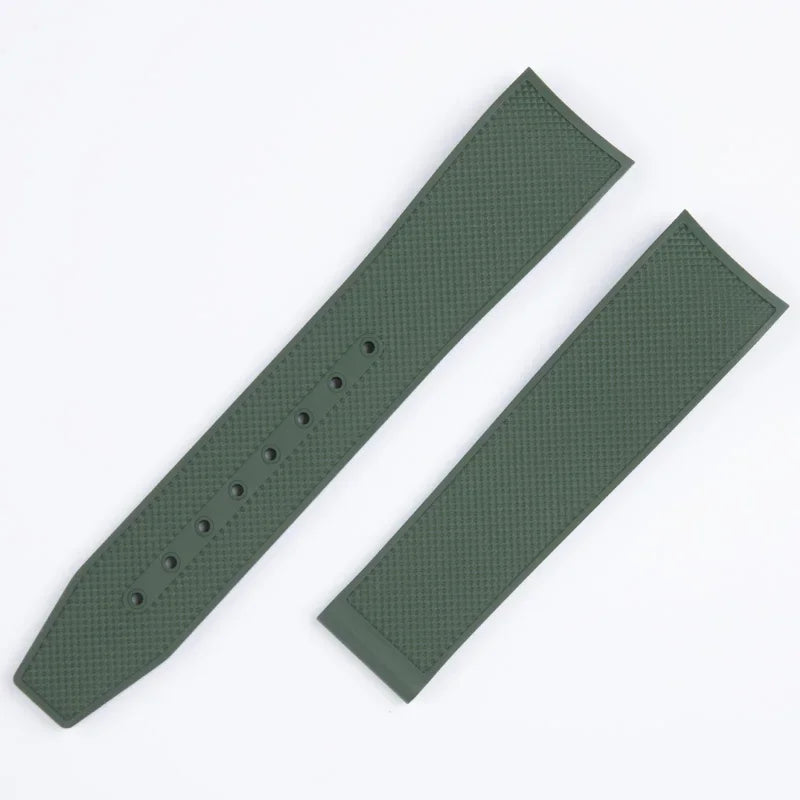 Cinturino per orologio Longines HydroConquest L3.781/782/642/742, chiusura deployante, nuovo, estremità curva 21 mm, caucciù fluorurato FKM