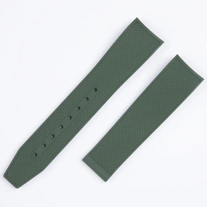 Cinturino per orologio Longines HydroConquest L3.781/782/642/742, chiusura deployante, nuovo, estremità curva 21 mm, caucciù fluorurato FKM