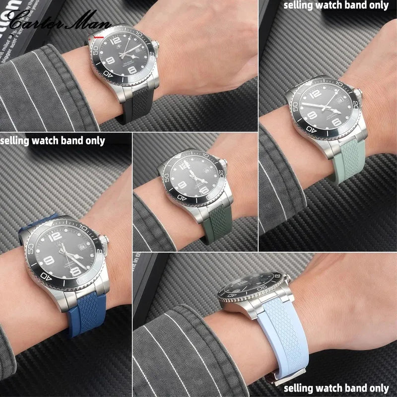 Nouveau bracelet de montre en caoutchouc fluoré hydroconquest L3.781/L3.883.4 bracelet de montre de sport Conquest + interface métallique 21mm