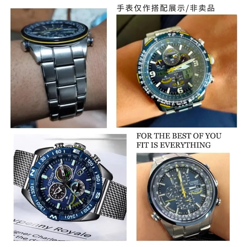 Per Citizen Sky Eagle Blue Angel AT8020 seconda e terza generazione CB5848 JY8078 cinturino in metallo bracciale 20mm 22mm