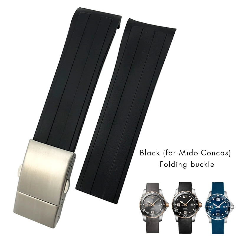 19mm 20mm 21mm 22mm nouveau bracelet de montre en caoutchouc pour Longines Conquest HydroConquest VHP L3.841 641 782 742 bracelet de plongée en Silicone noir