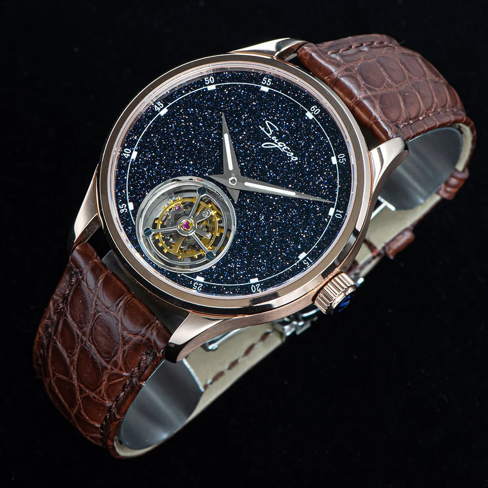 Orologio automatico da uomo Sugess Tourbillon - Cinturino in coccodrillo