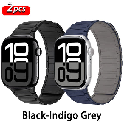 Correa con hebilla magnética para relojes Apple de 46 mm, 44 mm, 40 mm, 45 mm, 41 mm, 42 mm, correa de silicona para iWatch serie 11, 10, 9, 8, 7, 6, SE, Ultra 3