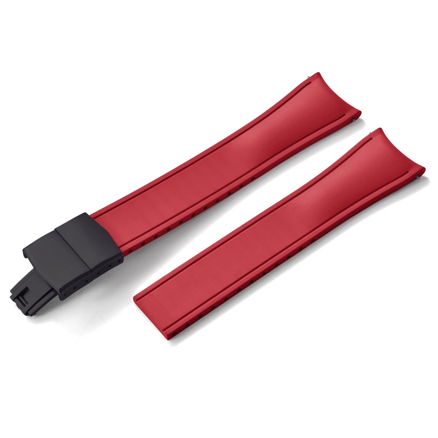 TONJETT for d-elug Curved FKM Rubber Watch Band 20mm 22mm Curved CTS Watch Strap Cut to Size Quick Release Butterfly Buckle