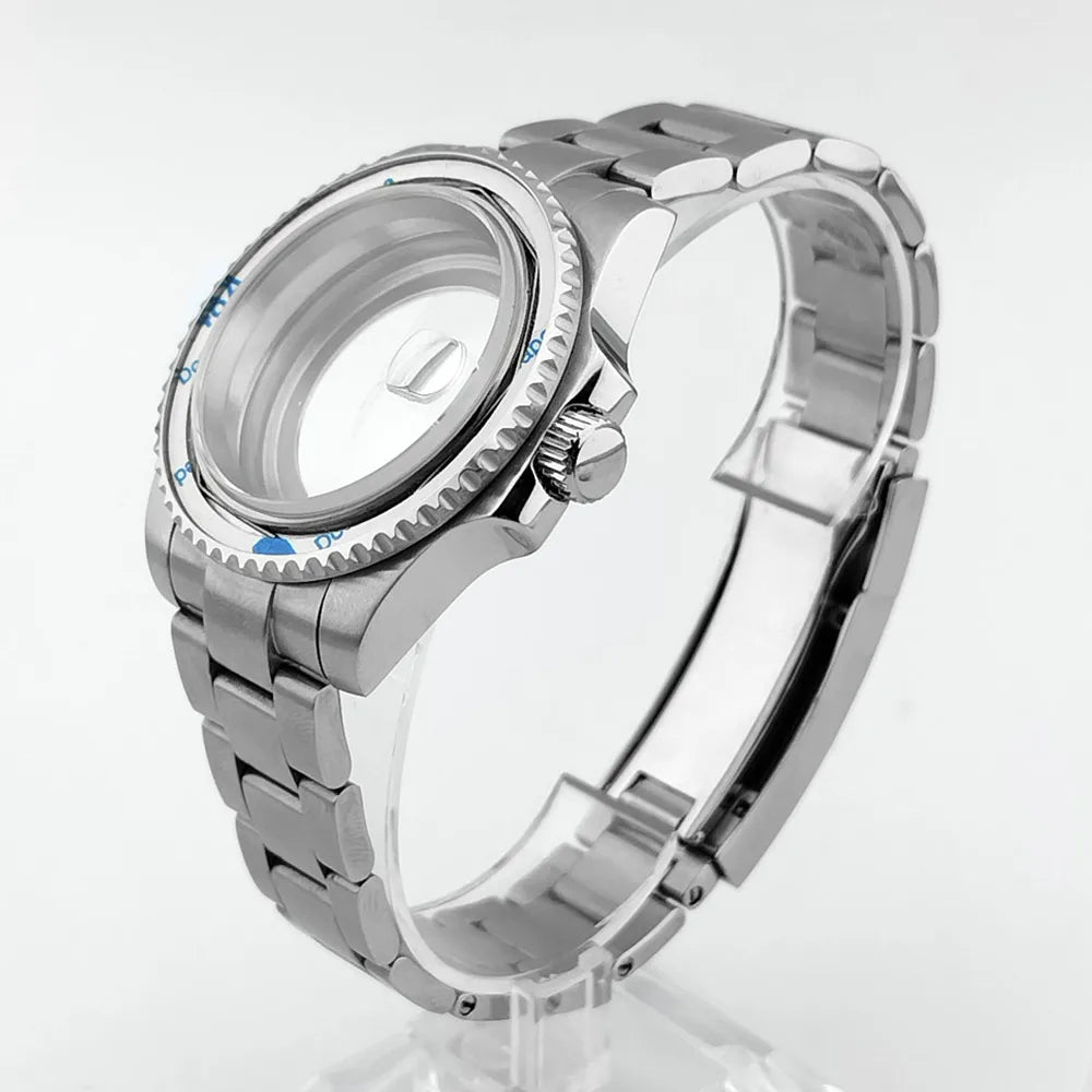 Orologio da tasca di alta qualità da 40,5 mm con vetro zaffiro e cassa in metallo, adatto per movimenti NH35/36/38, componenti per orologi, accessori, scatole per orologi e cinturini.
