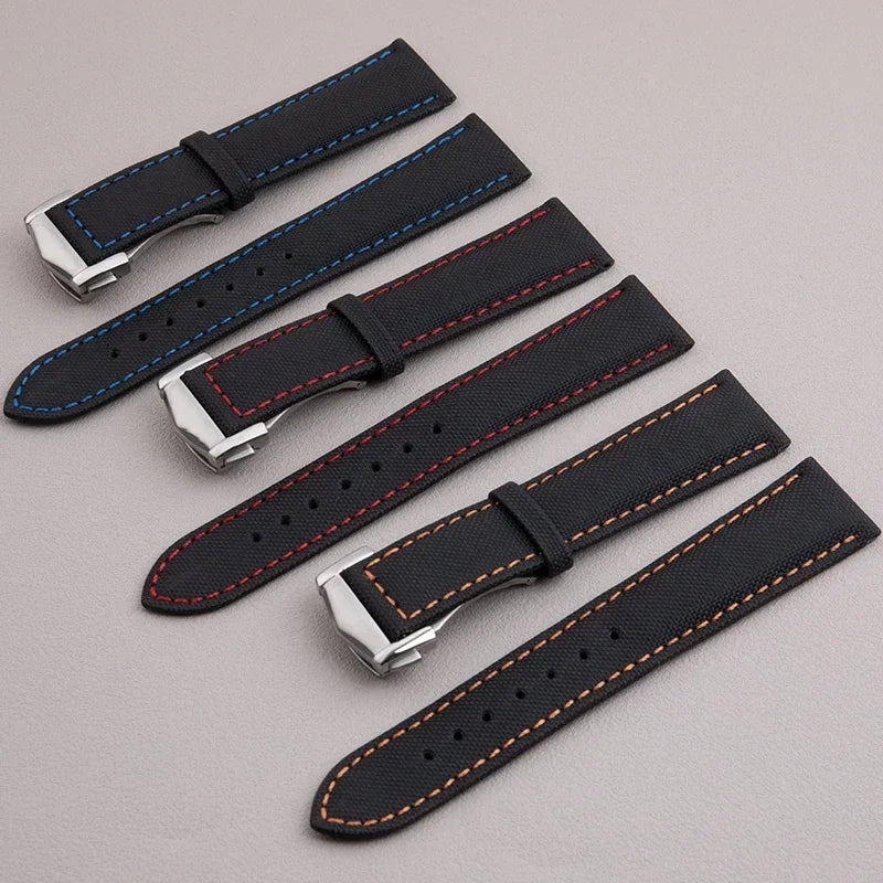 Bracelet de montre universel en Nylon, 19mm, 20mm, 21mm, 22mm, pour Omega, Planet Ocean Seamaster 300 Speedmaster, tissu, cuir, toile SEIKO