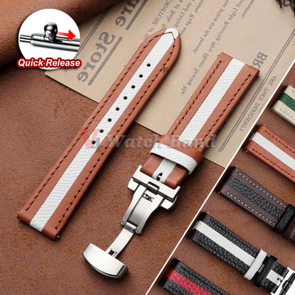 Cinturino colorato in vera pelle di vitello 22mm 20mm per orologio Seiko, cinturino per orologio Omega Business con fibbia a farfalla