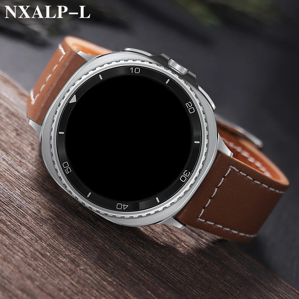 Leather Band without Gaps for Samsung Galaxy Watch 8 Classic 46mm, Replacement Strap for Galaxy Watch 8 44mm 40mm, Accessory