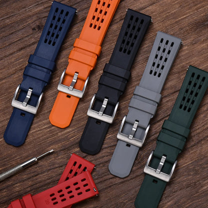 Bracelet de montre en caoutchouc fluoré à Structure poreuse de qualité supérieure à dégagement rapide 20mm 22mm nouveau Design bracelet de montre en caoutchouc FPM/FKM