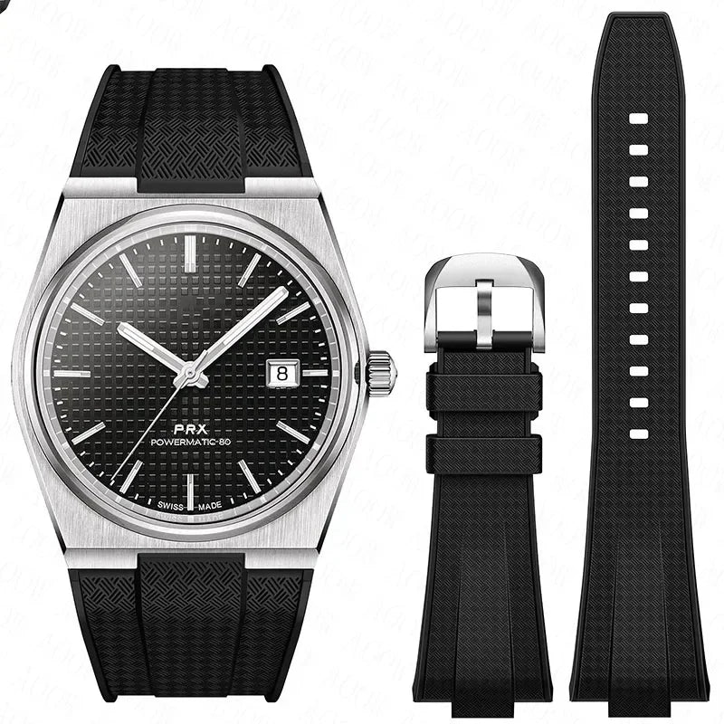 Pour Tissot PRX T137.407/T137.410 Bracelet en Silicone à dégagement rapide Super Player 40mm hommes Bracelet de montre en caoutchouc convexe 12mm