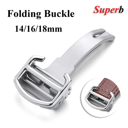 Boucle de montre de remplacement en acier inoxydable, 14mm 16mm 18mm, fermoir pliant pour montre ballon bleu Cartier, couleur argent