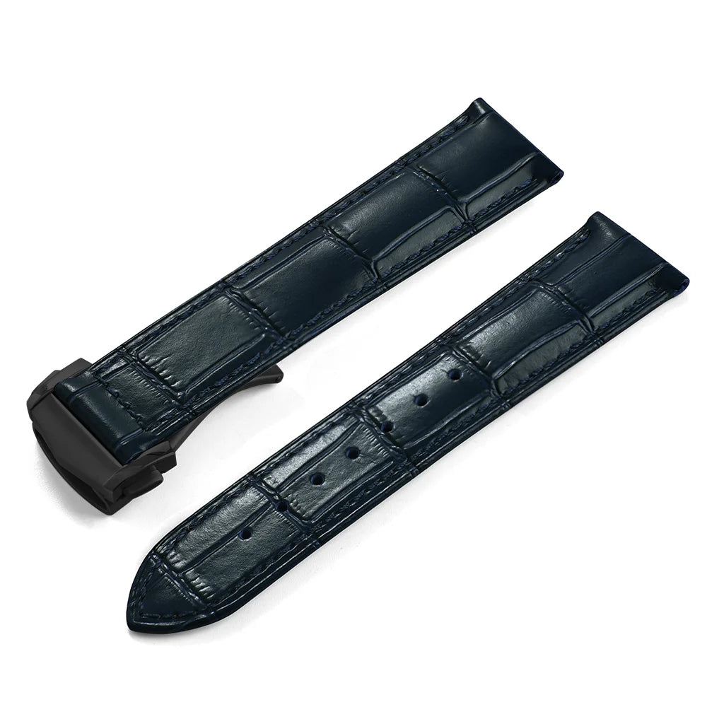 高品质真皮表带，19mm 20mm 21mm 22mm，适用于欧米茄007海马300系列，商务表扣配件