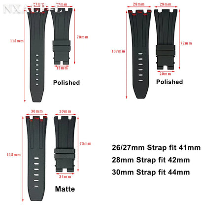 Rubber and silicone watch strap, 26mm 27mm 28mm 30mm, for AP Royal Oak Offshore 15400 26470 15703, accessory for GA2100 strap