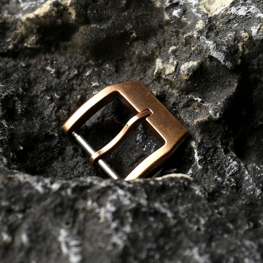 Cinturino in caucciù effetto pelle vintage, fibbia in bronzo puro, stile vintage, alta qualità, 18mm