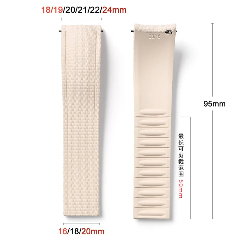 Bracelet de montre en caoutchouc fluoré FKM 18/19/20/21/22/24 mm avec boucle déployante universelle pour hommes, bracelet de remplacement CTS pour Seiko et Omega