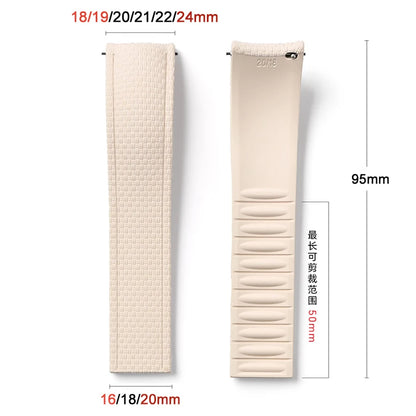 Bracelet de montre en caoutchouc fluoré FKM 18/19/20/21/22/24 mm avec boucle déployante universelle pour hommes, bracelet de remplacement CTS pour Seiko et Omega
