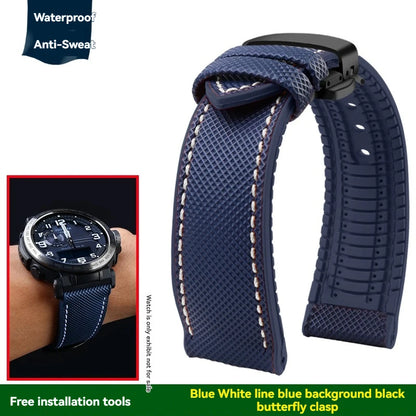 Cinturino per orologio in gomma e nylon per Casio PROTREK PRG-600YB PRG-650 PRW-6600 - Cinturino sportivo in tela e silicone da 24 mm