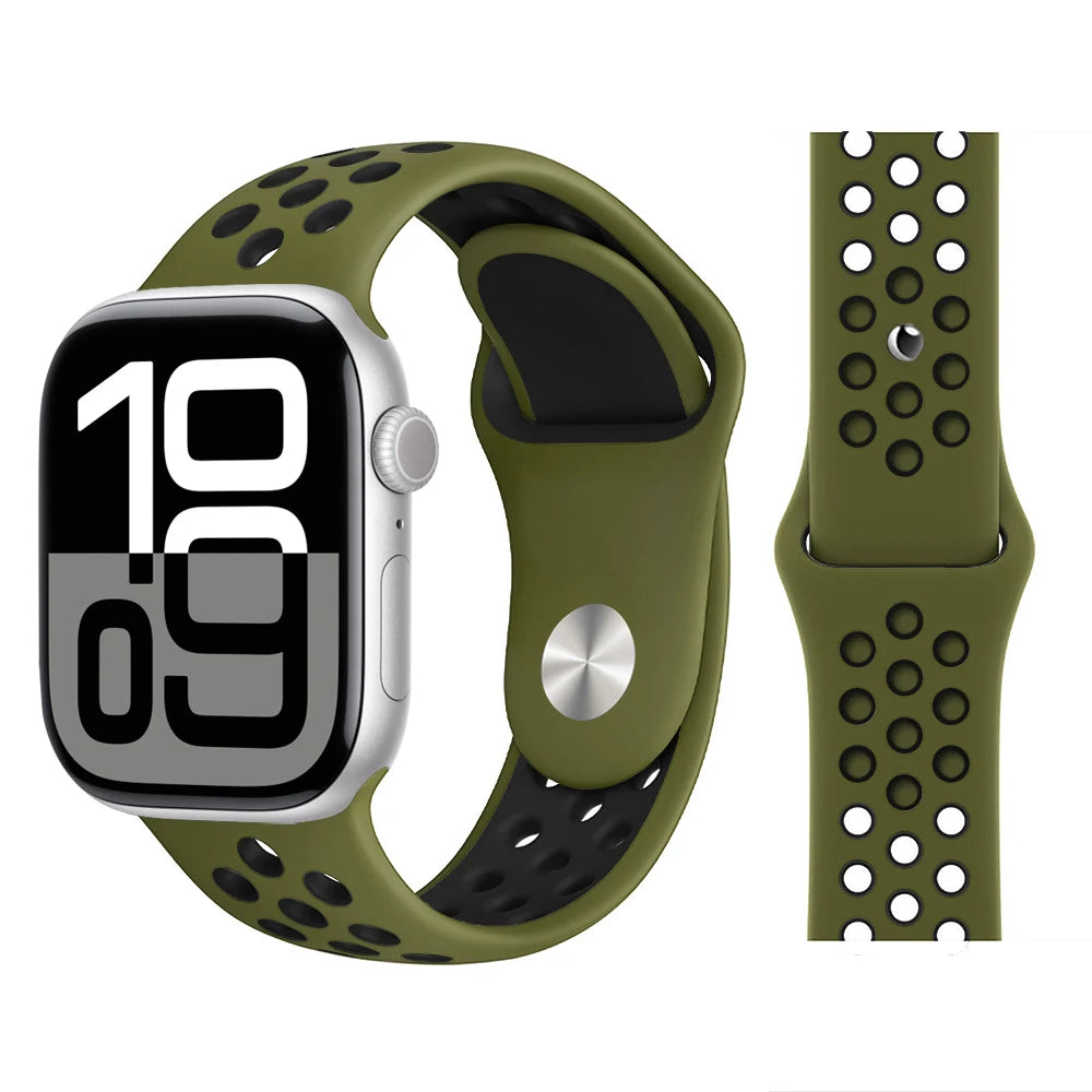 Bracelet en Silicone pour bracelets de montre Apple 46mm 44mm 45mm 40mm 41mm 42mm, Bracelet de Sport Correa iWatch série 11 10 9 SE 8 7 6 5