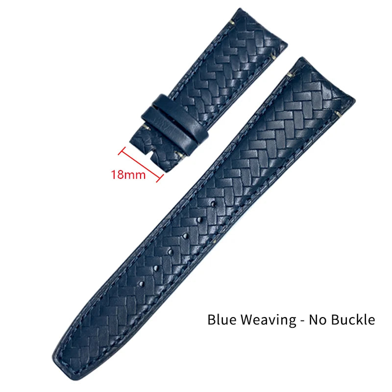 Bracelet de montre tissé en cuir de vachette pour IWC, bracelet de montre en cuir véritable, extrémité incurvée, marque de pilote portugaise, haute qualité, 20mm, 21mm, 22mm