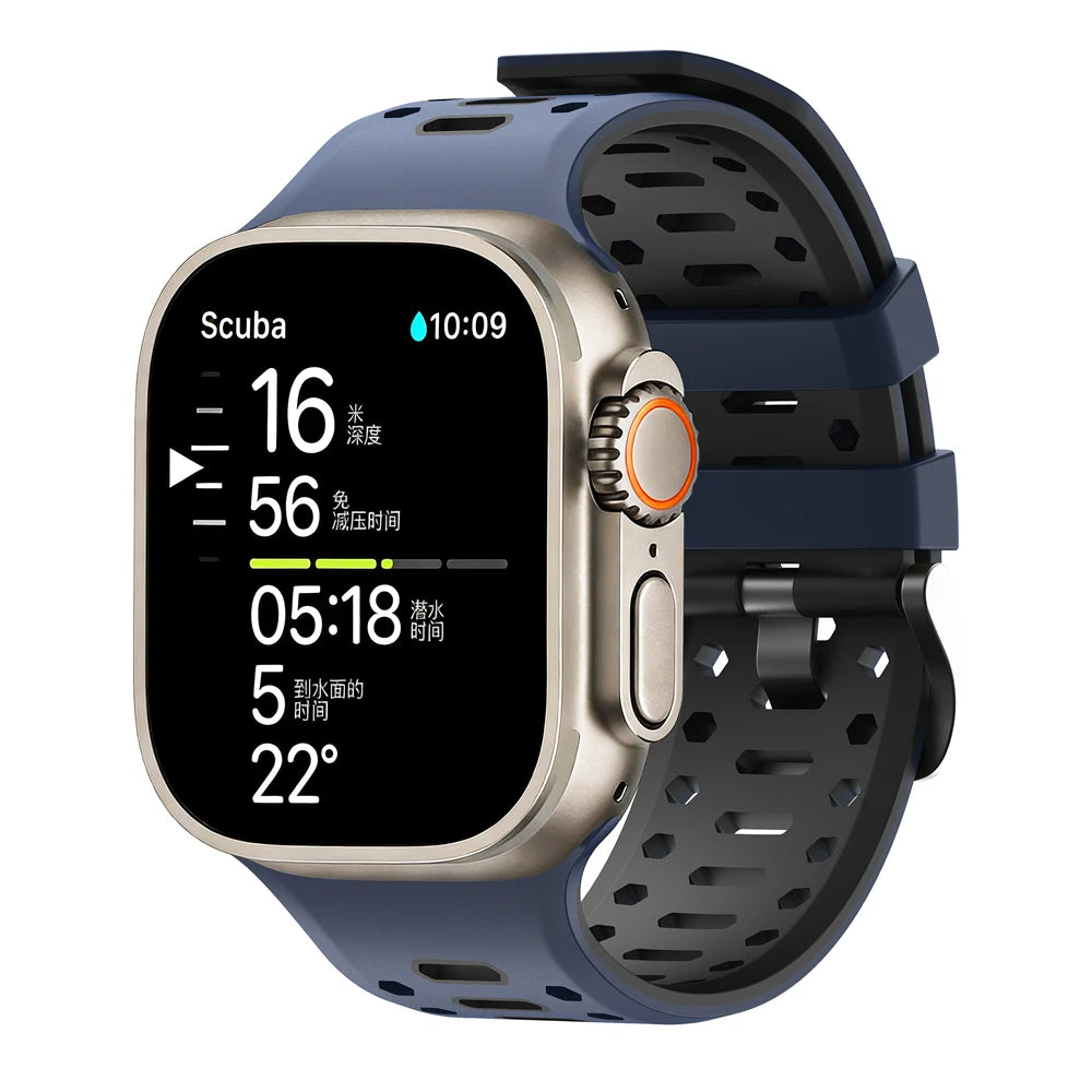 Cinturino sportivo in silicone traspirante per Apple Watch Ultra 2 3, bracciale iWatch da uomo, 49 mm, serie 11 10 46 mm/9 8 7 SE 6 5 44 mm/45 mm