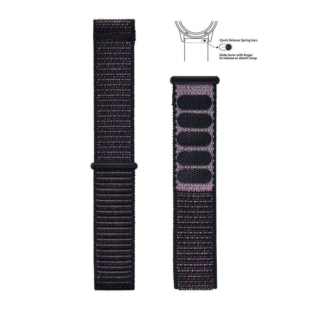 New Design Adjustable Quick Release Hook Buckle Watch Straps 20mm 22mm Bands for Comfortable Nylon Bracelet Elastic Nylon Watch Bands