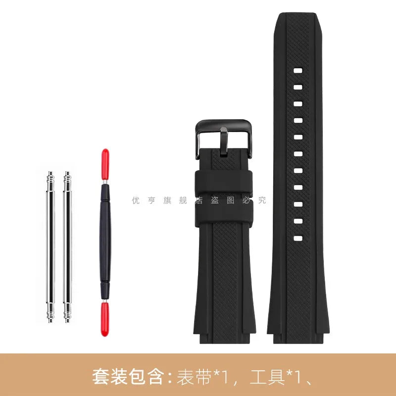 Cinturino in gomma siliconica da 20 mm per orologi CASIO da uomo, modelli MWA-100, MWA-100HD-1A, MWA-100H, colore nero. Accessori per cinturini per orologi.