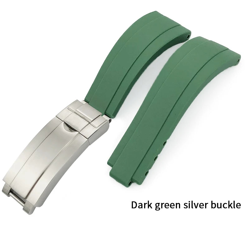 Uhrenarmband aus Kautschuk, 20mm 21mm 18mm 19mm, passend für Rolex Daytona Yacht Master Oysterflex, Silikonarmband, Faltschließe mit Feinverstellung