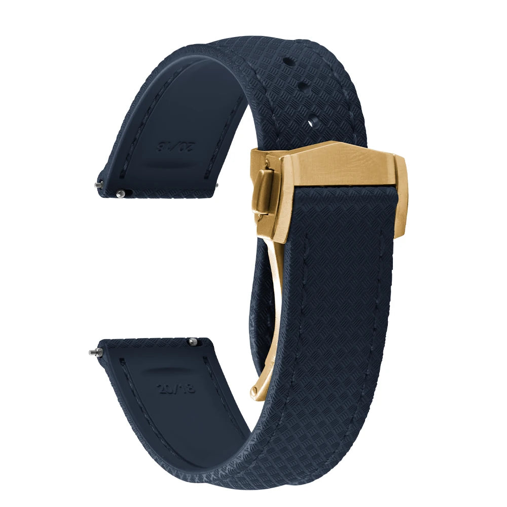 FKM Waterproof Rubber Watch Band Quick Release Deployment Clasp Straps 20mm 22mm Universal Watch Bracelet
